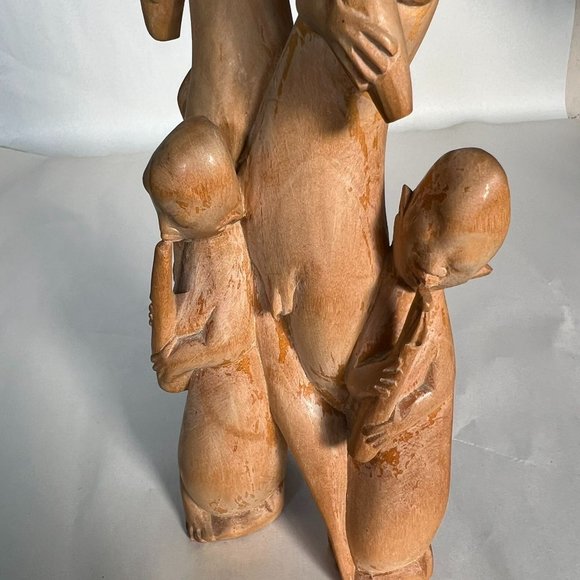 Hand Carved Wooden Figure Five Flute Players Rustic Indonesian Decor Bohemian - Picture 10 of 10